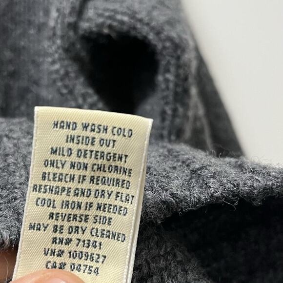 LL Bean Womens Classic Ragg Lambs Wool Shawl Cardigan Size XS Gray Heritage - Picture 7 of 7